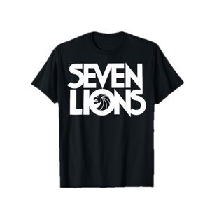Seven Lions Graphic T-Shirt Black/White Adult XS.